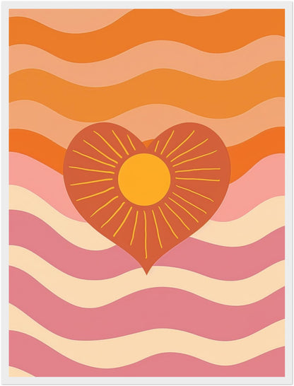 Herz mit Sonne und Wellen Poster