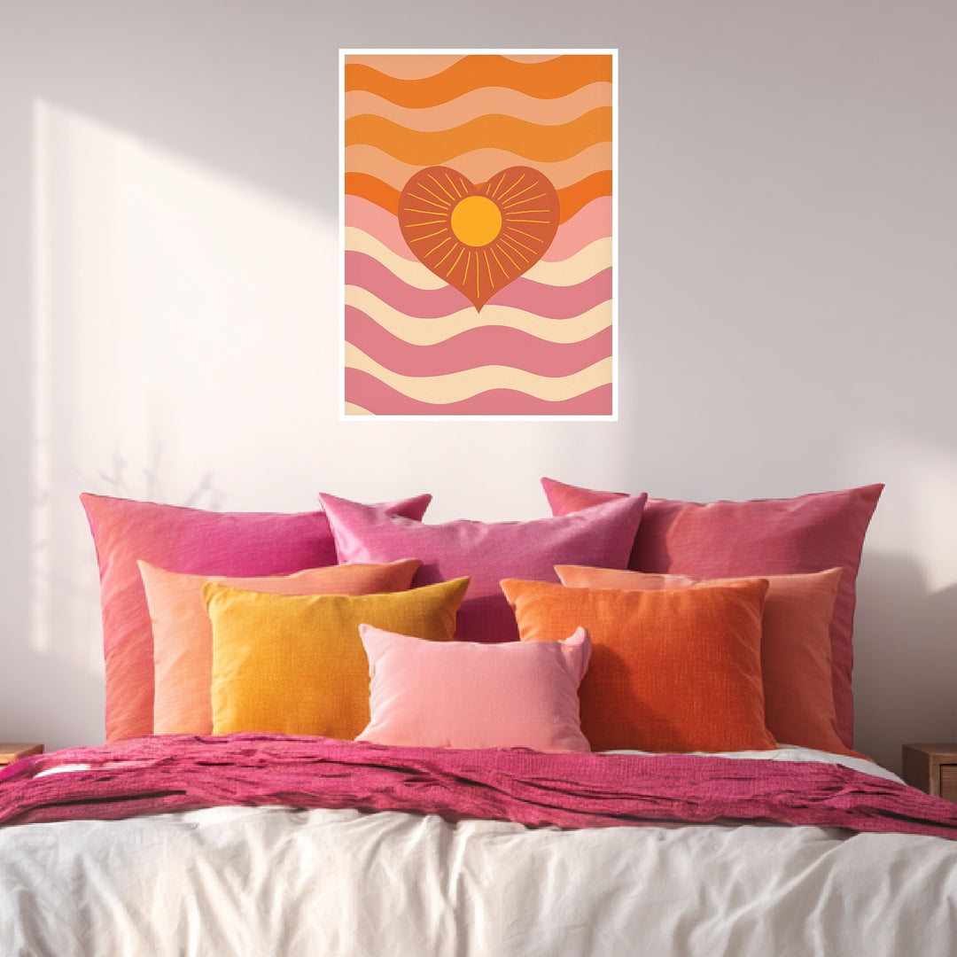 Herz mit Sonne und Wellen Poster Dopamin – mattes Kunstdruck-Papier – Ansicht 4