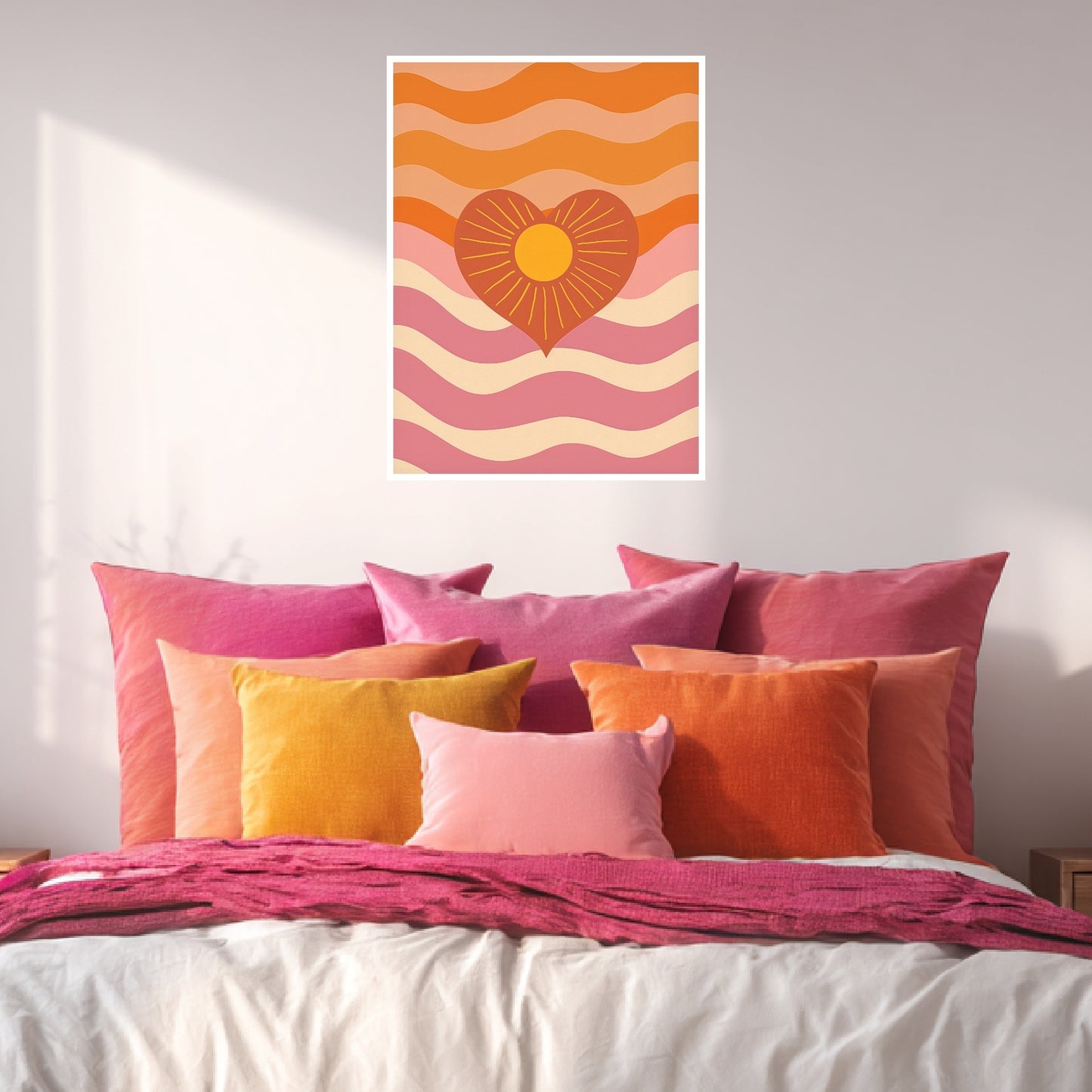 Herz mit Sonne und Wellen Poster