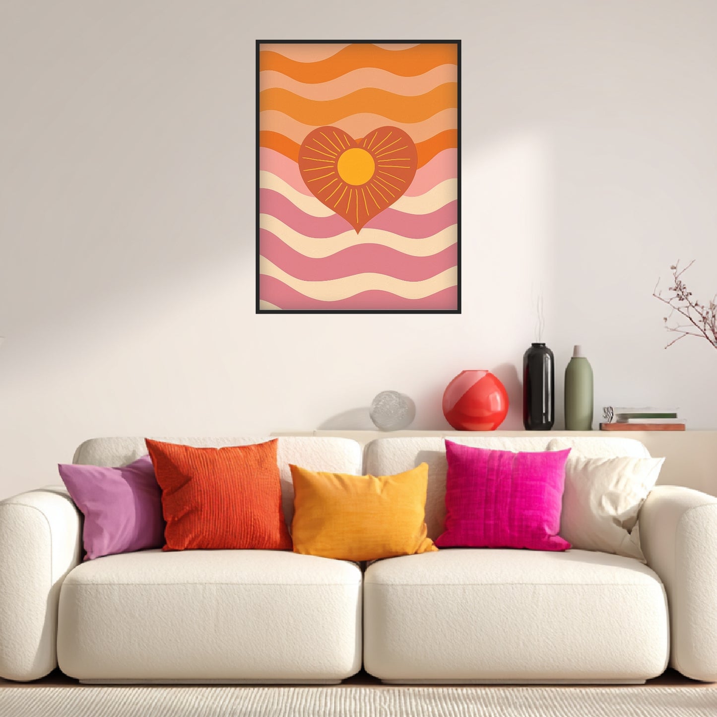 Herz mit Sonne und Wellen Poster