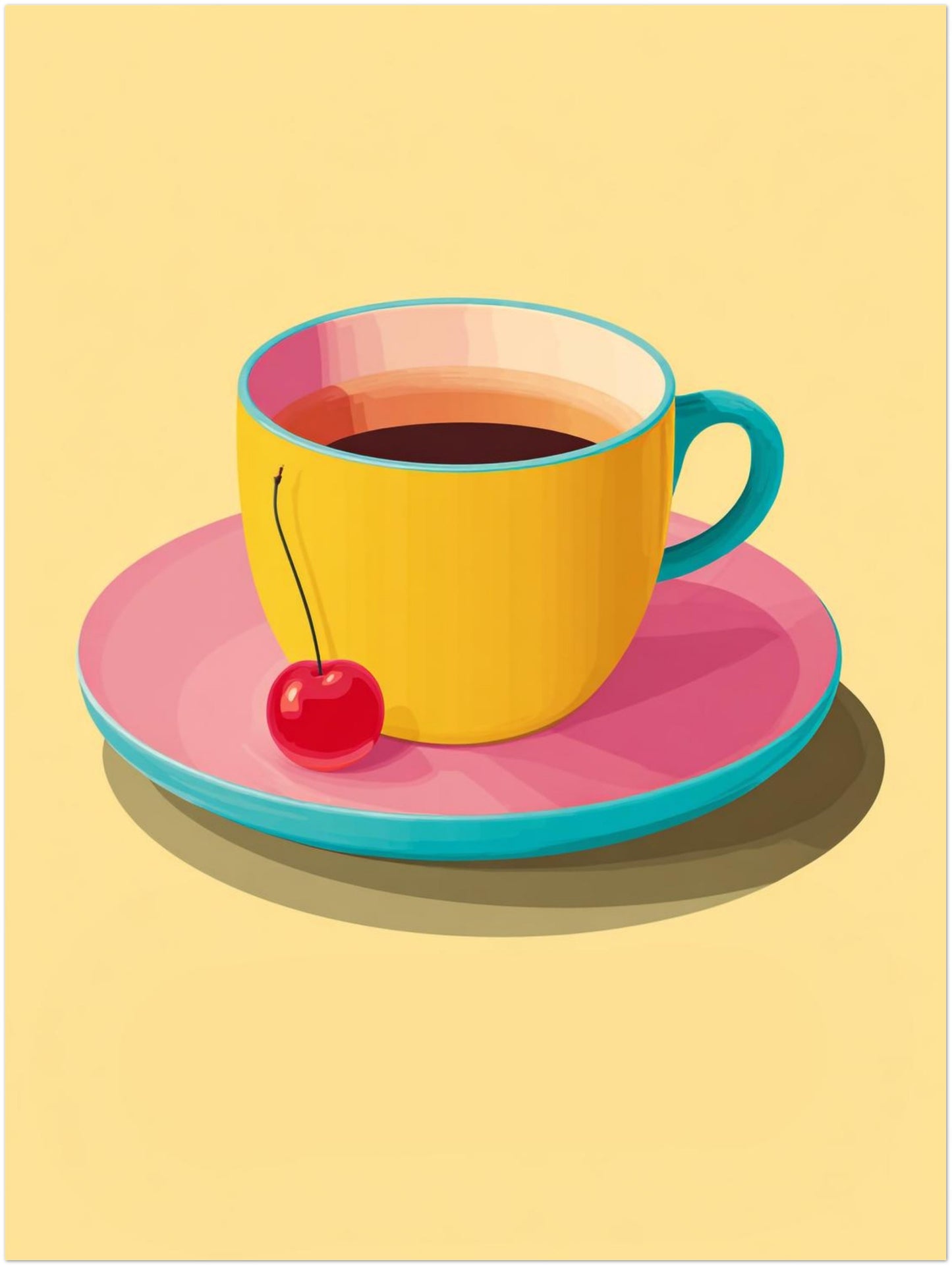 Kaffeetasse mit Kirsche Poster