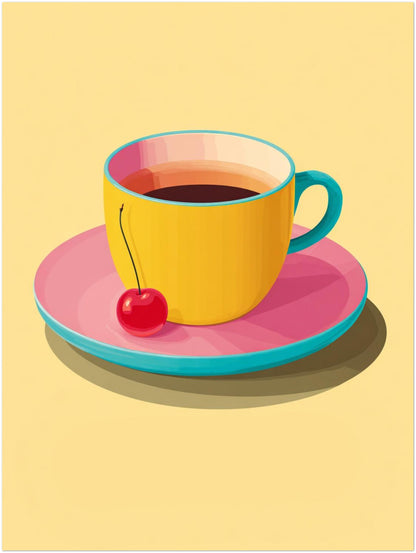 Kaffeetasse mit Kirsche Poster