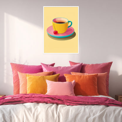 Kaffeetasse mit Kirsche Poster