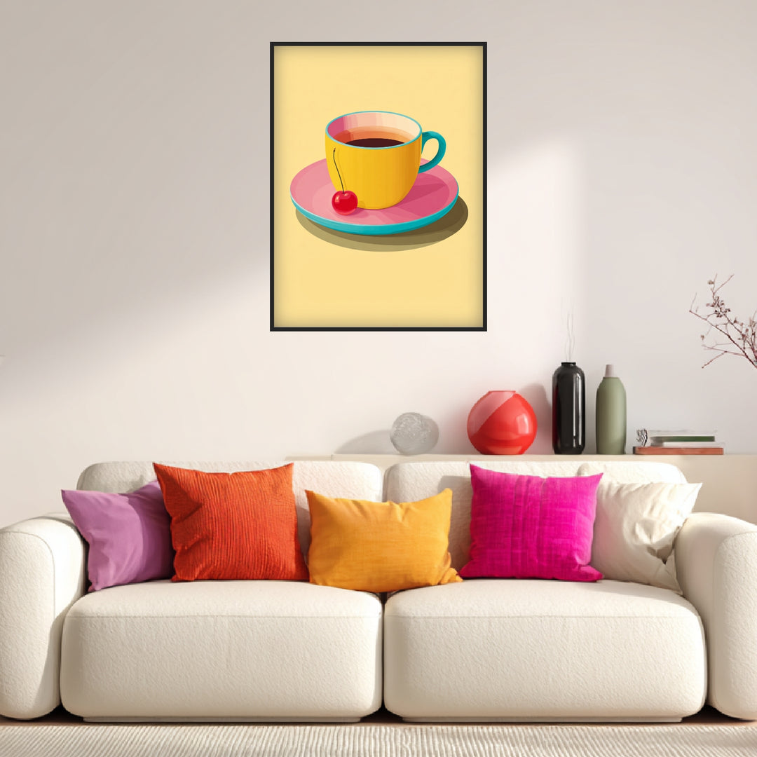 Kaffeetasse mit Kirsche Poster Dopamin – mattes Kunstdruck-Papier – Ansicht 3