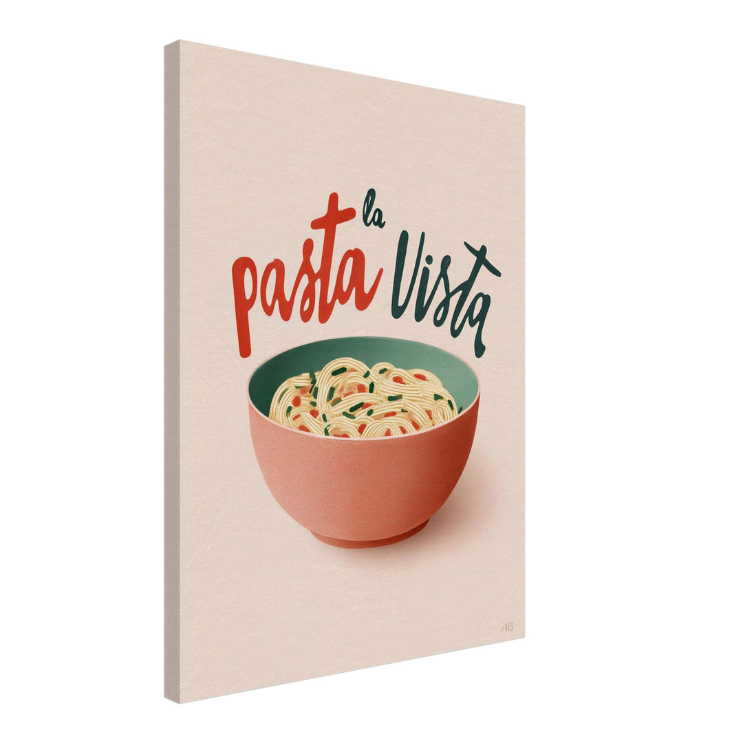 Pasta in Schale Leinwandbild Dopamin – Leinwand auf Holzrahmen – Ansicht 2