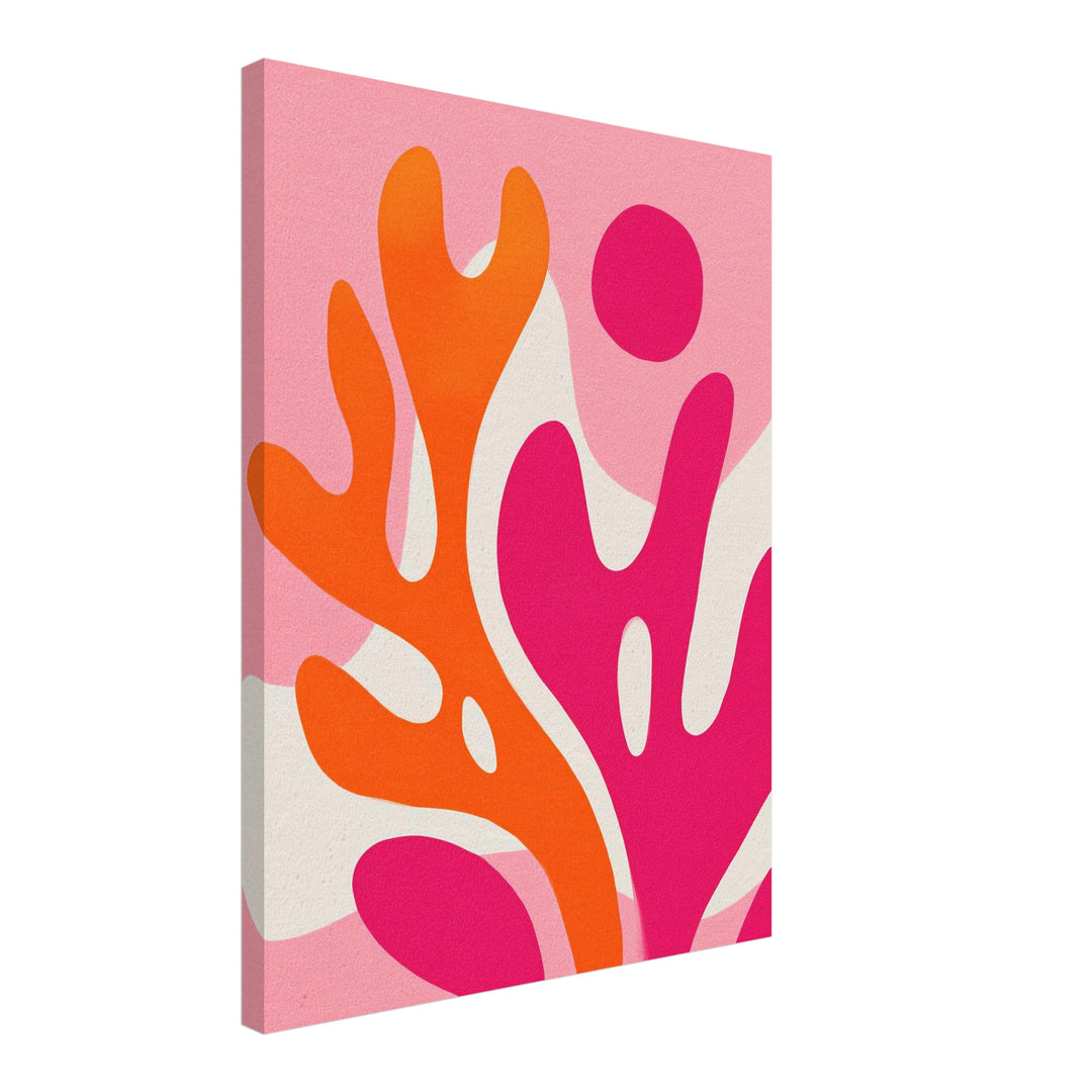 Pink-orange biomorphe Formen Leinwandbild Dopamin – Leinwand auf Holzrahmen – Ansicht 2