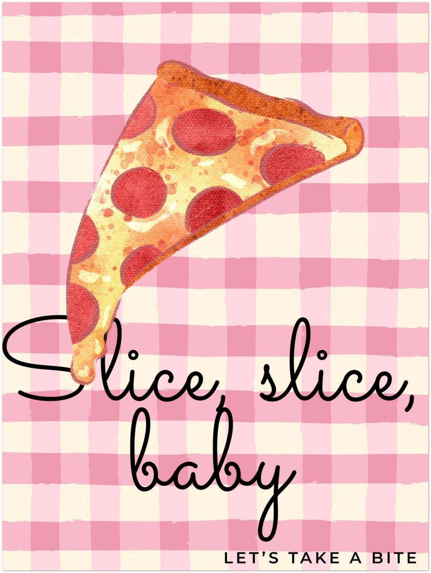 Pizzastück rosa Karo Poster