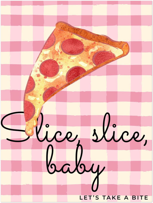 Pizzastück rosa Karo Poster