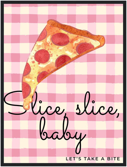 Pizzastück rosa Karo Poster