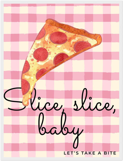 Pizzastück rosa Karo Poster