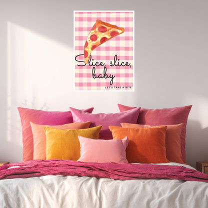 Pizzastück rosa Karo Poster