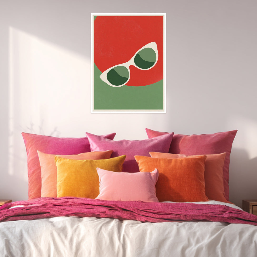 Sonnenbrille vor Farbflächen Poster Dopamin – mattes Kunstdruck-Papier – Ansicht 4