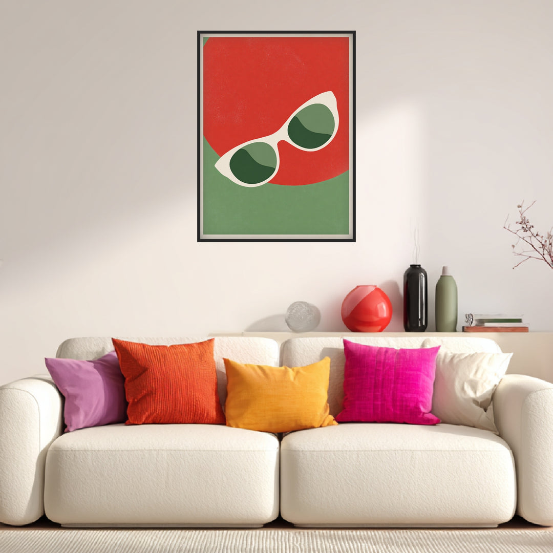 Sonnenbrille vor Farbflächen Poster Dopamin – mattes Kunstdruck-Papier – Ansicht 3