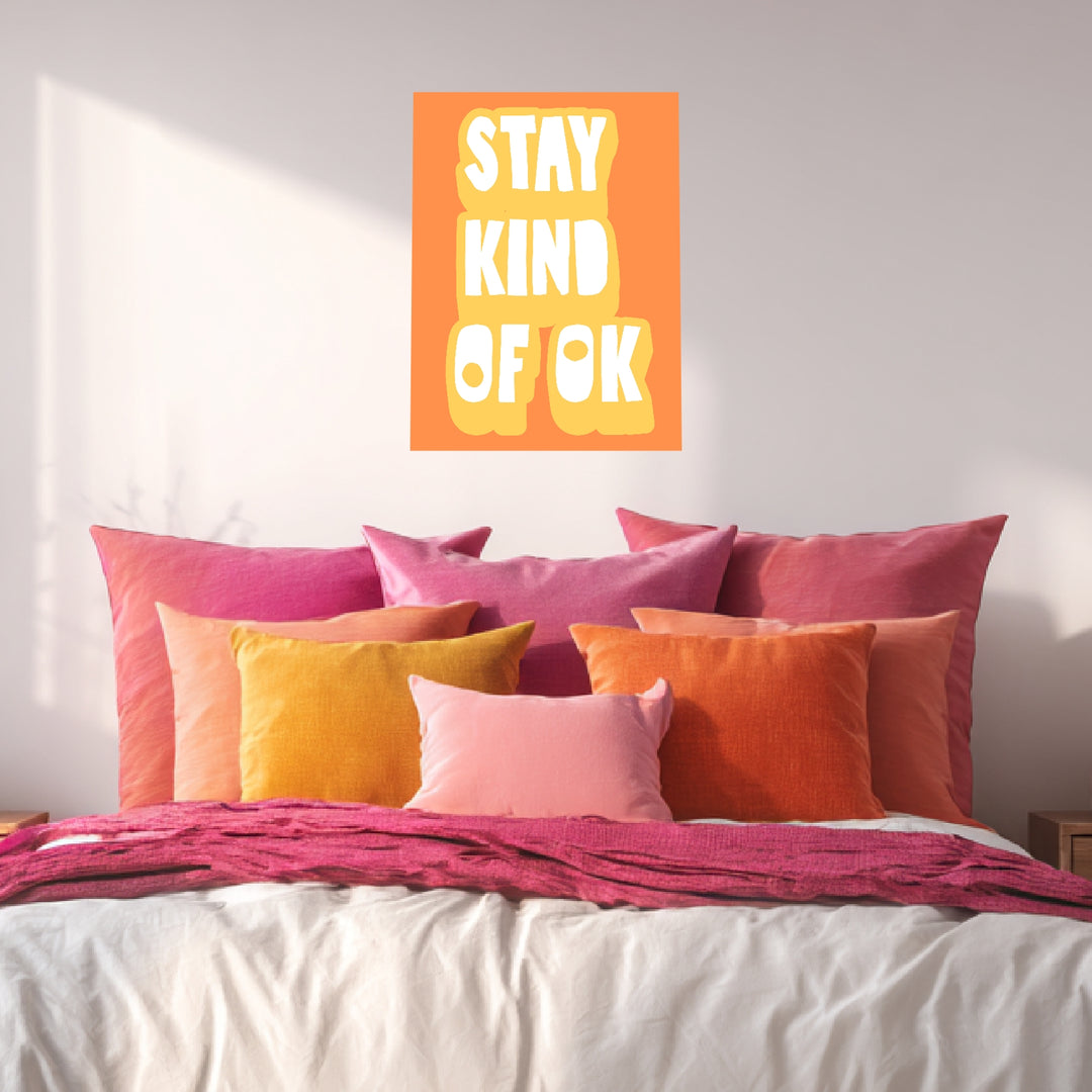 Stay kind of OK orange Leinwandbild Dopamin – Leinwand auf Holzrahmen – Ansicht 3
