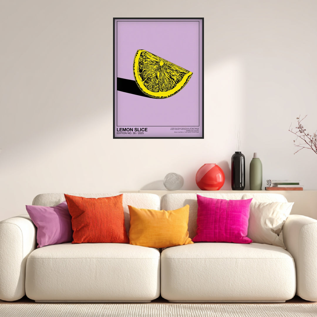 Zitronenscheibe lila Poster Dopamin – mattes Kunstdruck-Papier – Ansicht 3