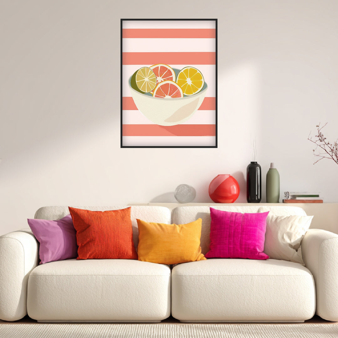 Zitrusfrüchte in Schale Poster Dopamin – mattes Kunstdruck-Papier – Ansicht 3