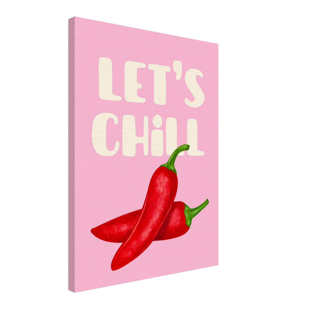 Zwei Chilischoten rosa Leinwandbild Dopamin – Leinwand auf Holzrahmen – Ansicht 2