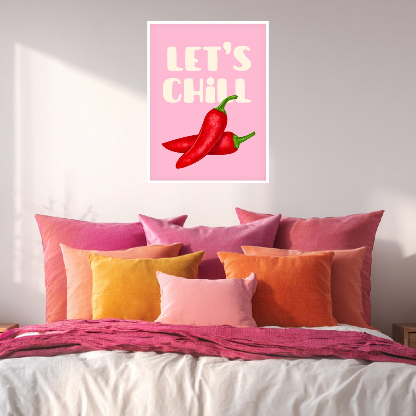 Zwei Chilischoten rosa Poster