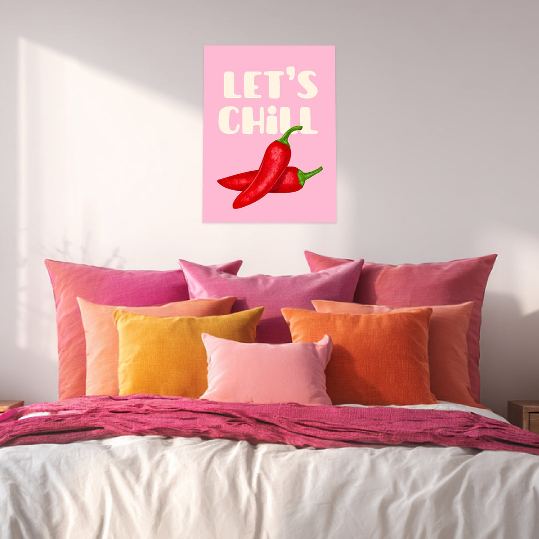 Zwei Chilischoten rosa Leinwandbild Dopamin – Leinwand auf Holzrahmen – Ansicht 3
