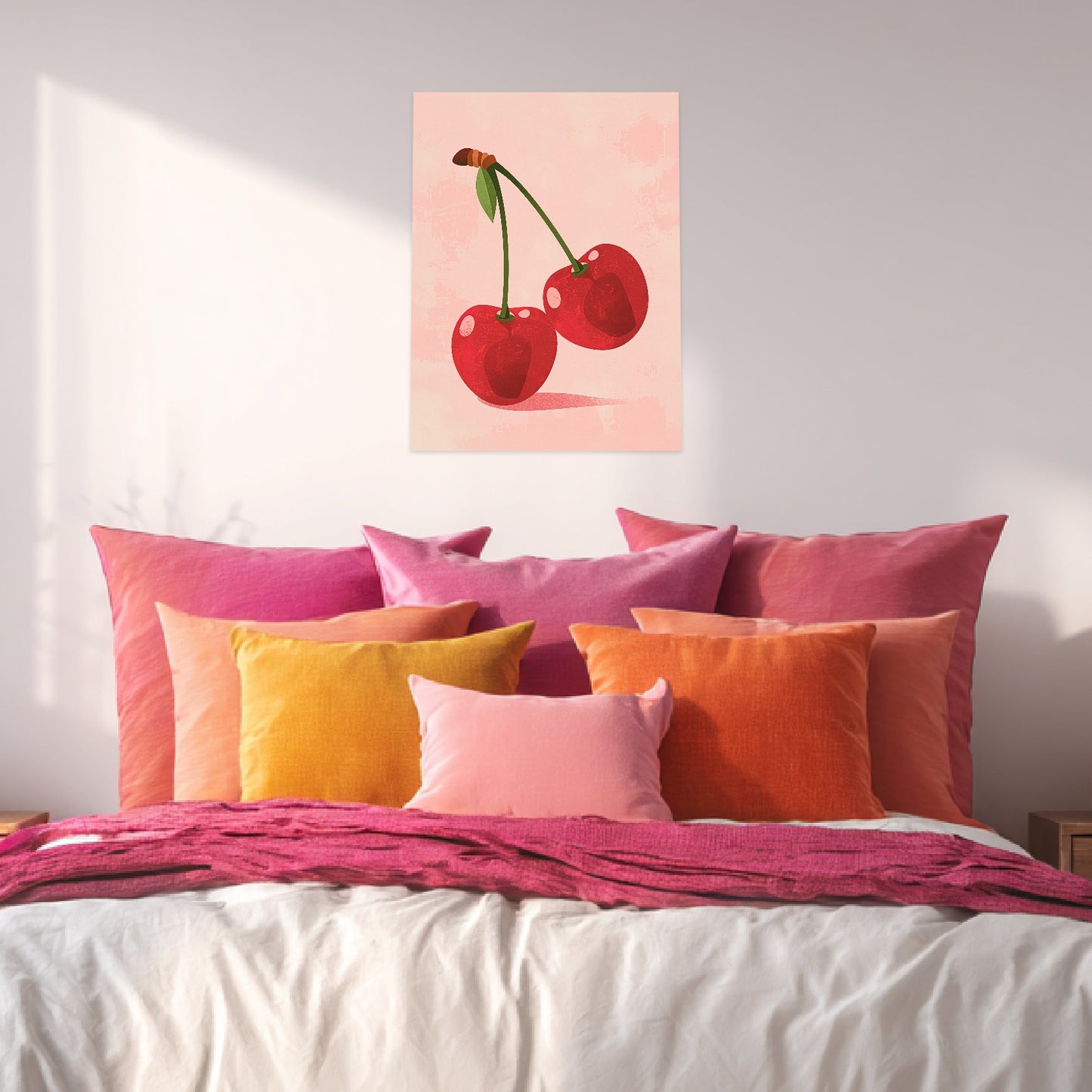 Zwei Kirschen rosa Poster