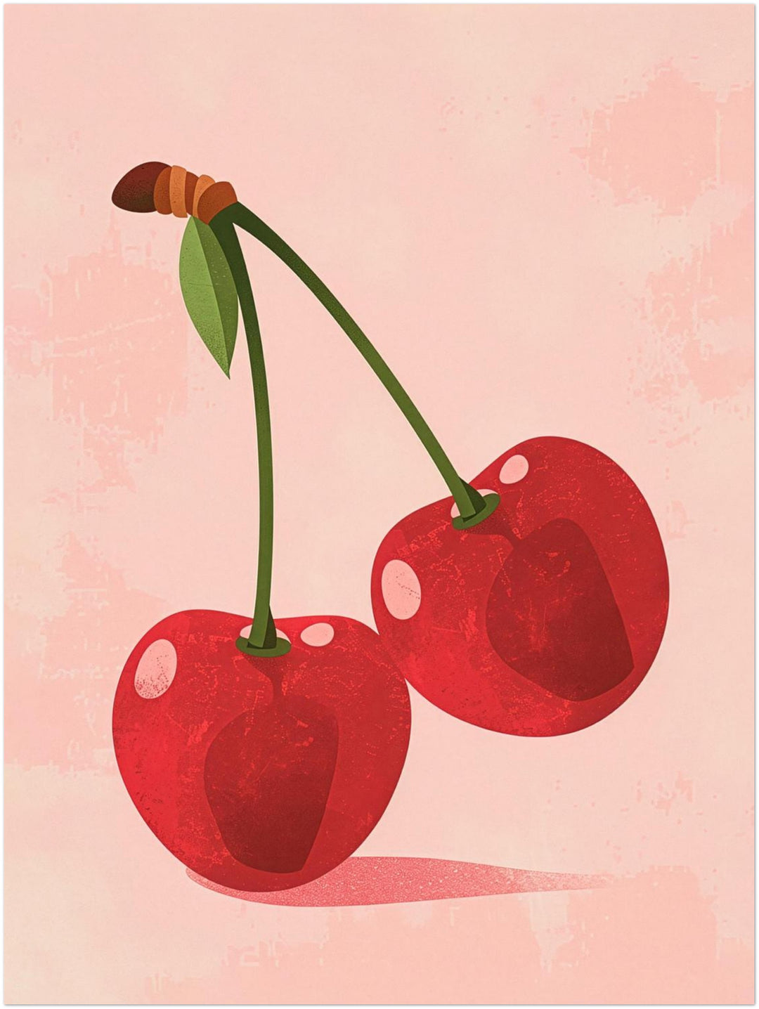 Zwei Kirschen rosa Dopamin – Wandkunst