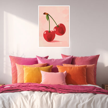 Zwei Kirschen rosa Poster