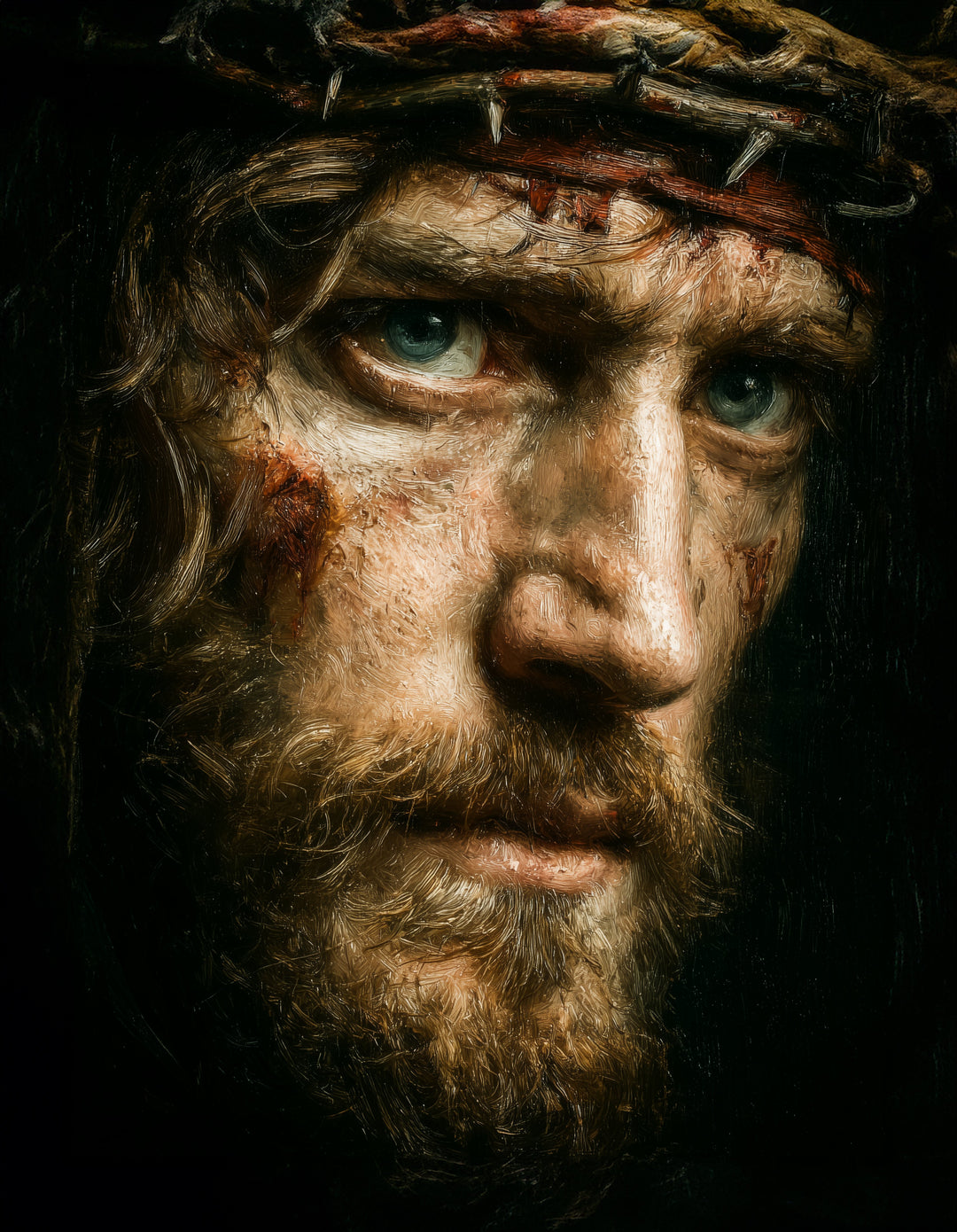 Dornenkrone Jesusporträt spirituell – Wandkunst