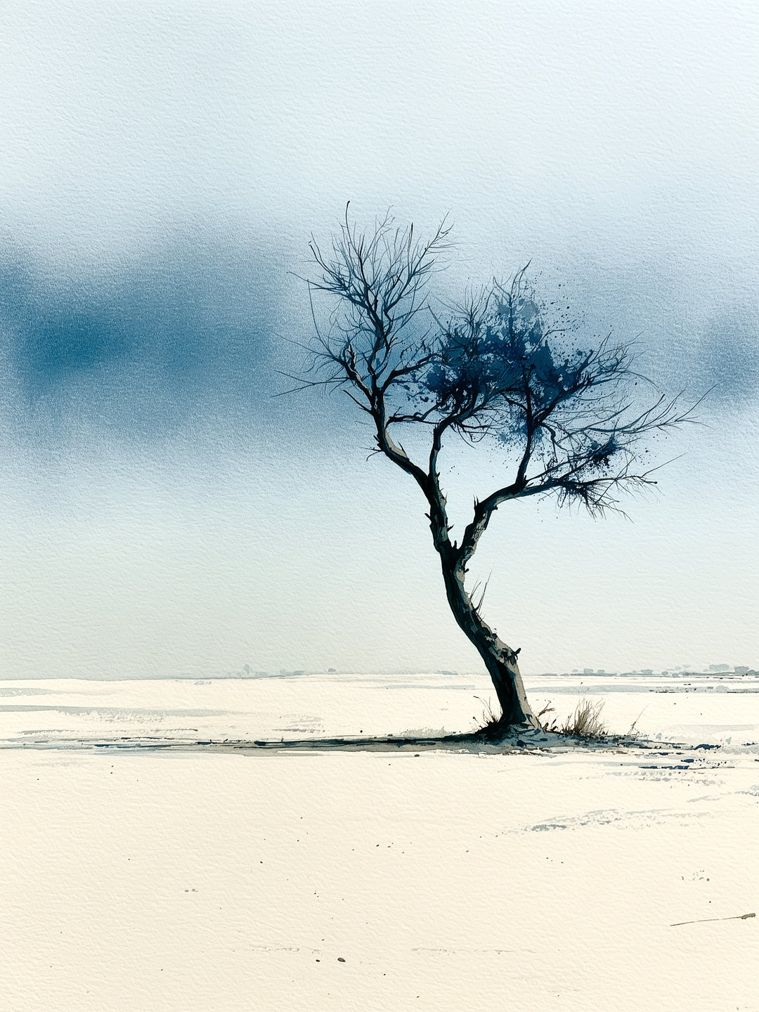 Einsamer Baum im Schnee Poster – Wandbild