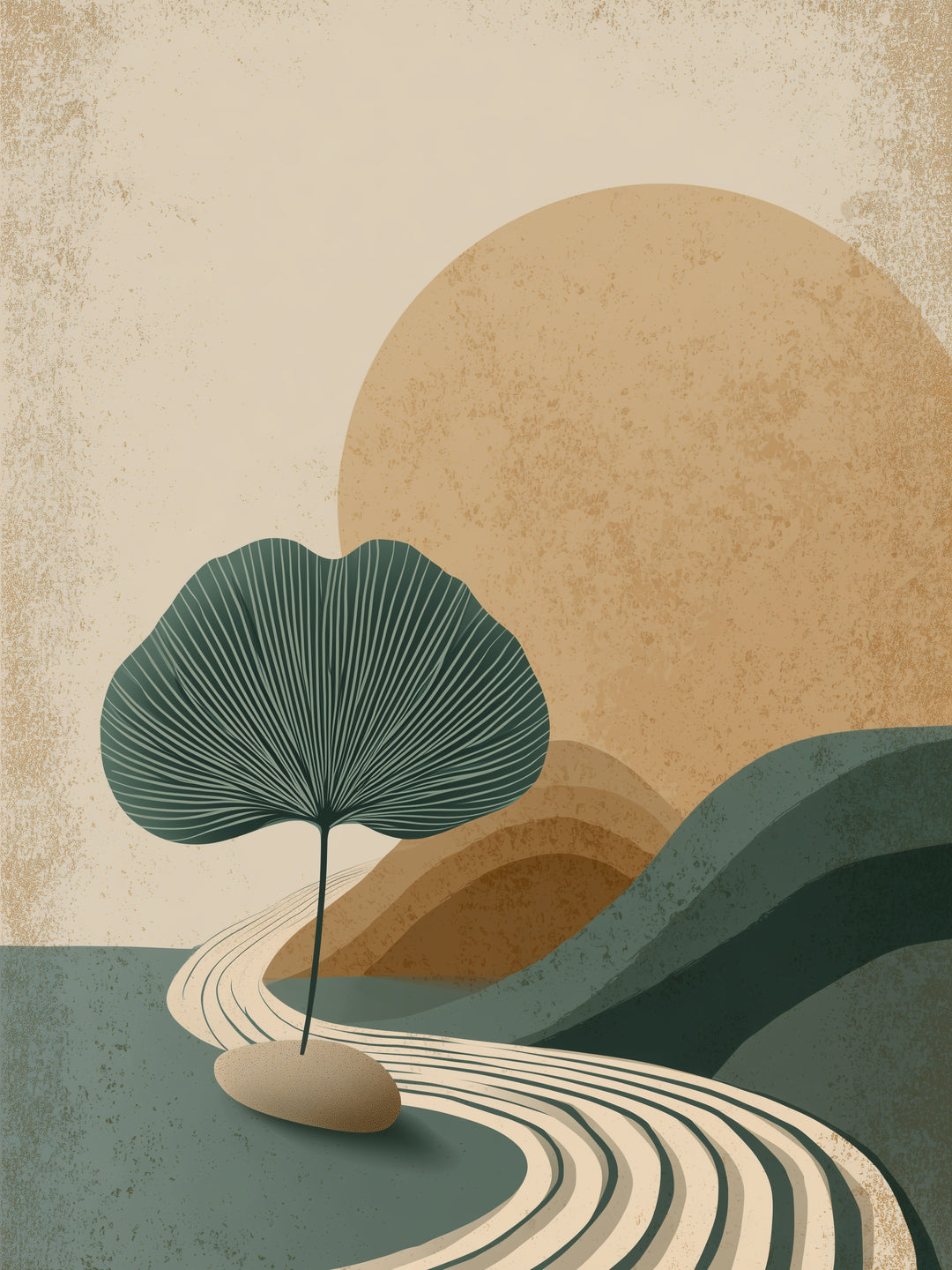 Einsamer Blattbaum Zen – Wandkunst