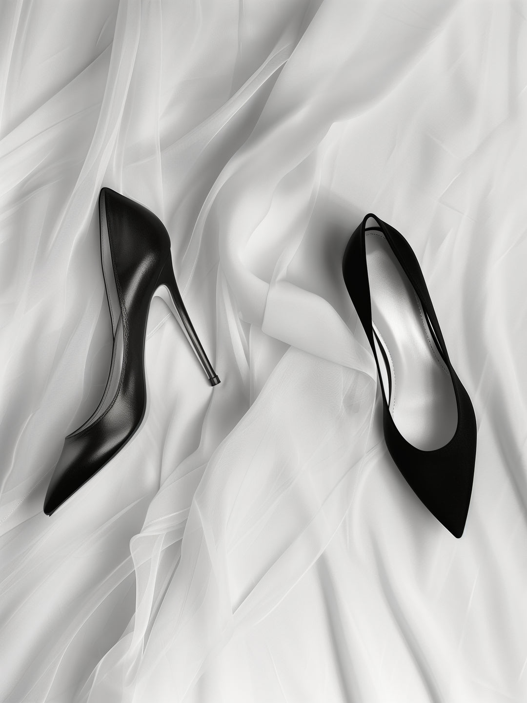 Schwarze High Heels schwarz weiß – Wandkunst