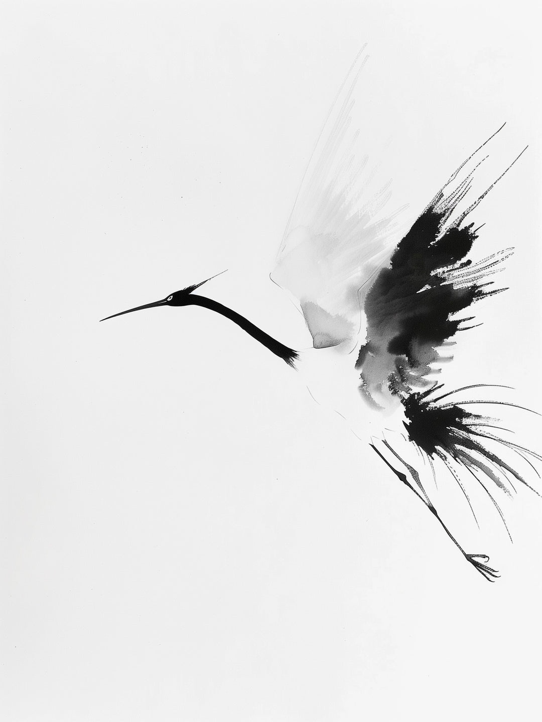 Eleganter Kranichflug Japandi – Wandkunst