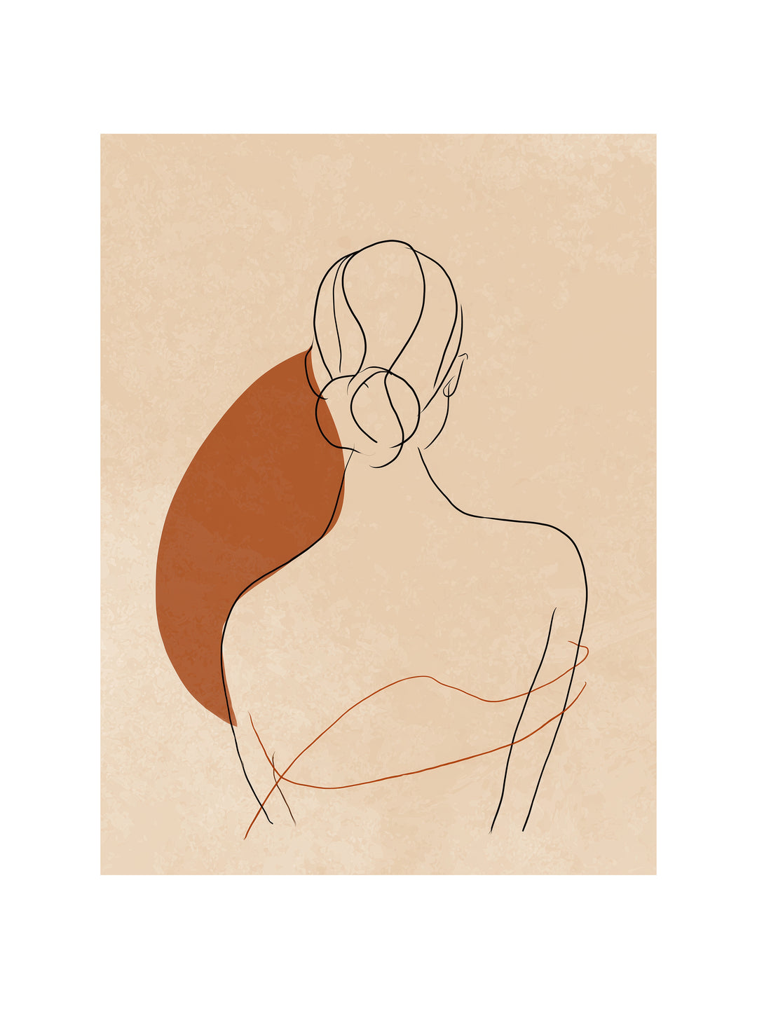 Frau Rückenansicht minimalistisch Japandi – Wandkunst