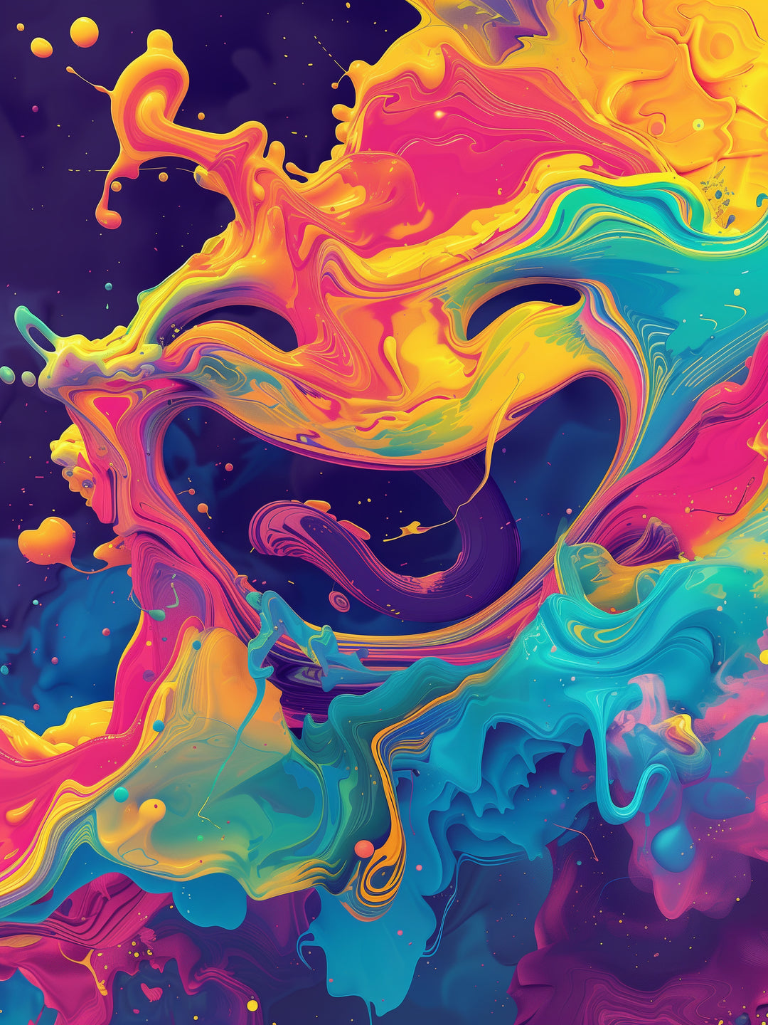 Farbenfrohes Lächeln Psychedelic – Wandkunst
