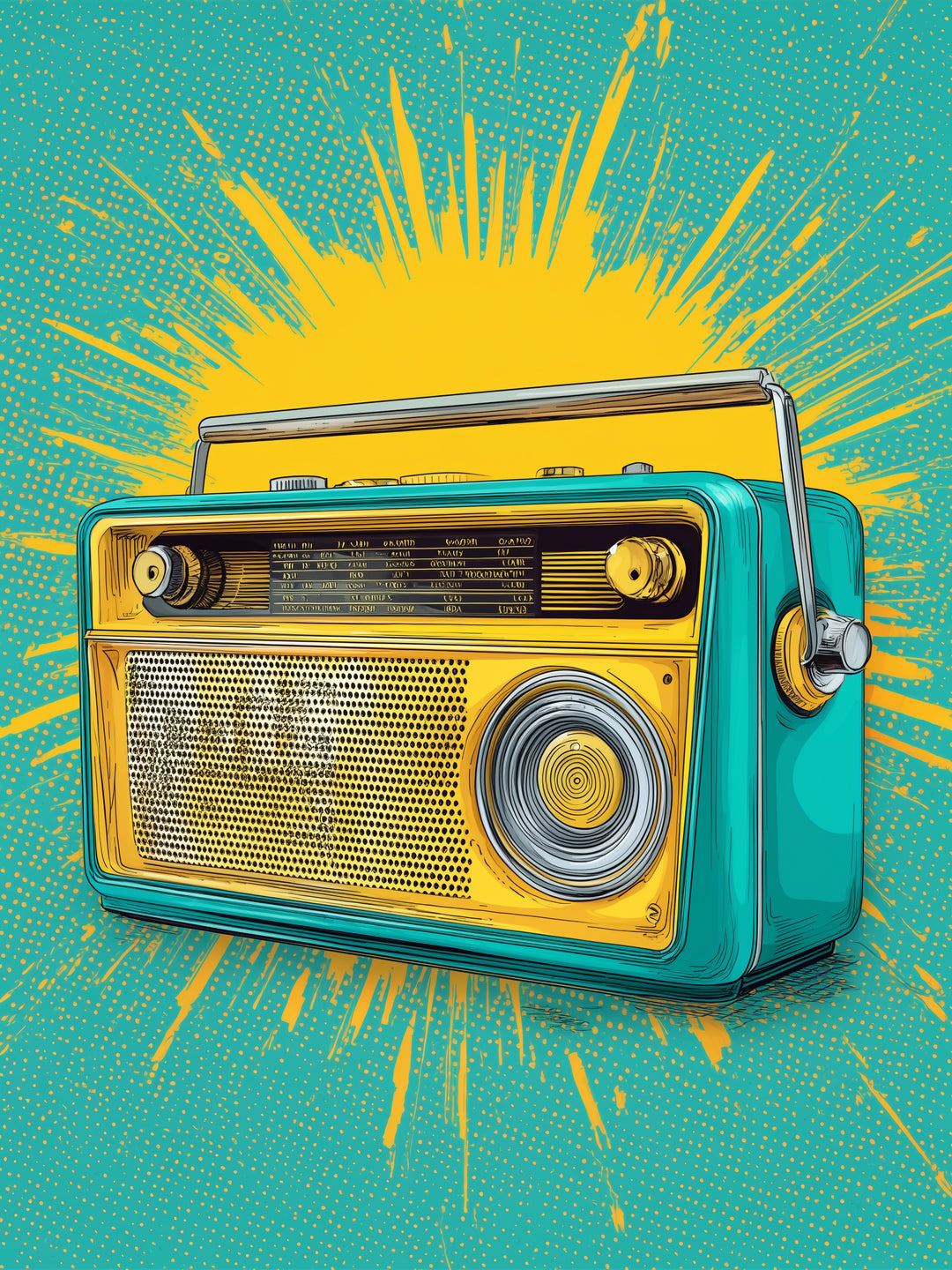 Farbiges Radio Pop Art – Wandkunst