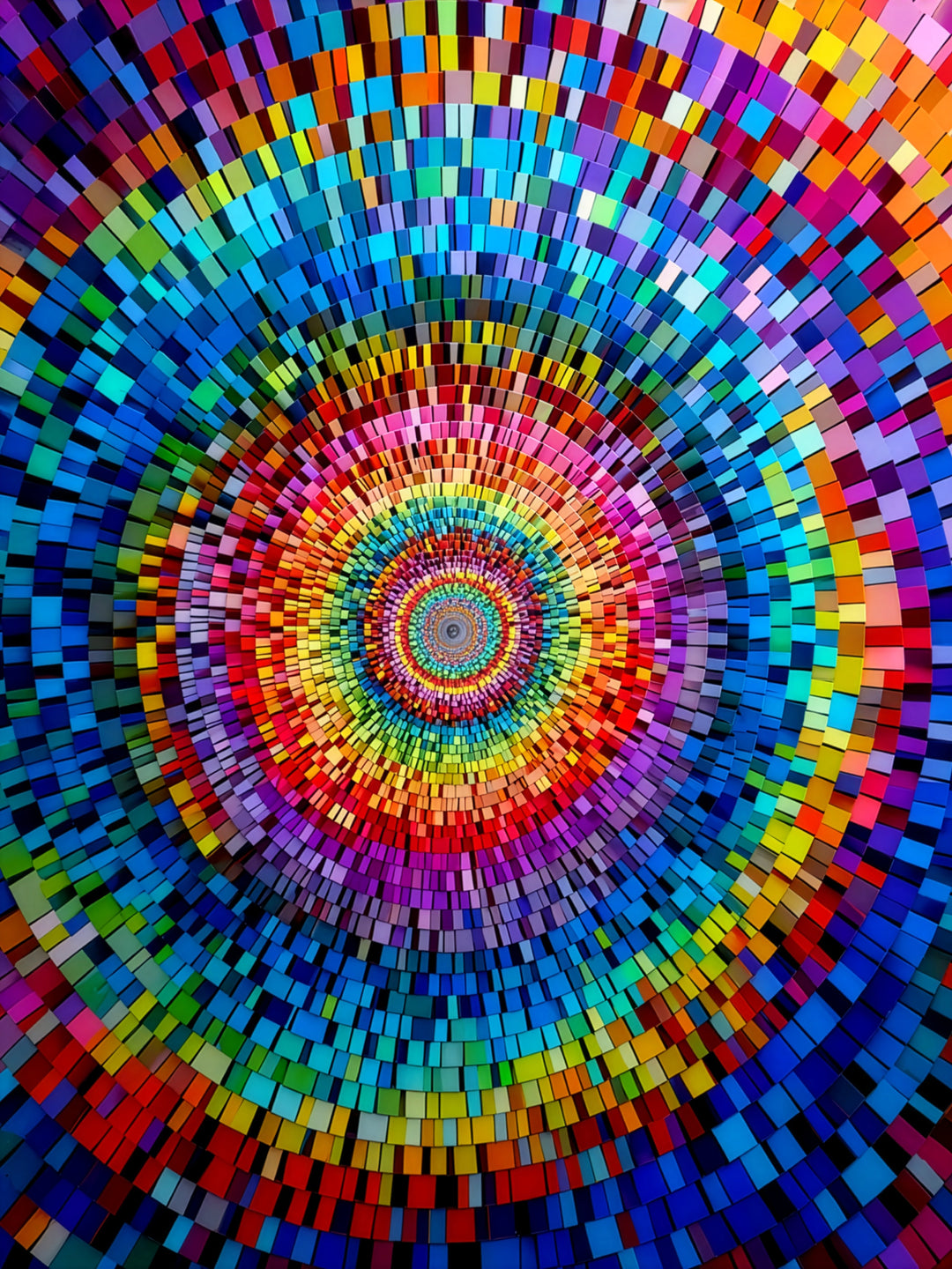 Farbintensives Kreismosaik Psychedelic – Wandkunst