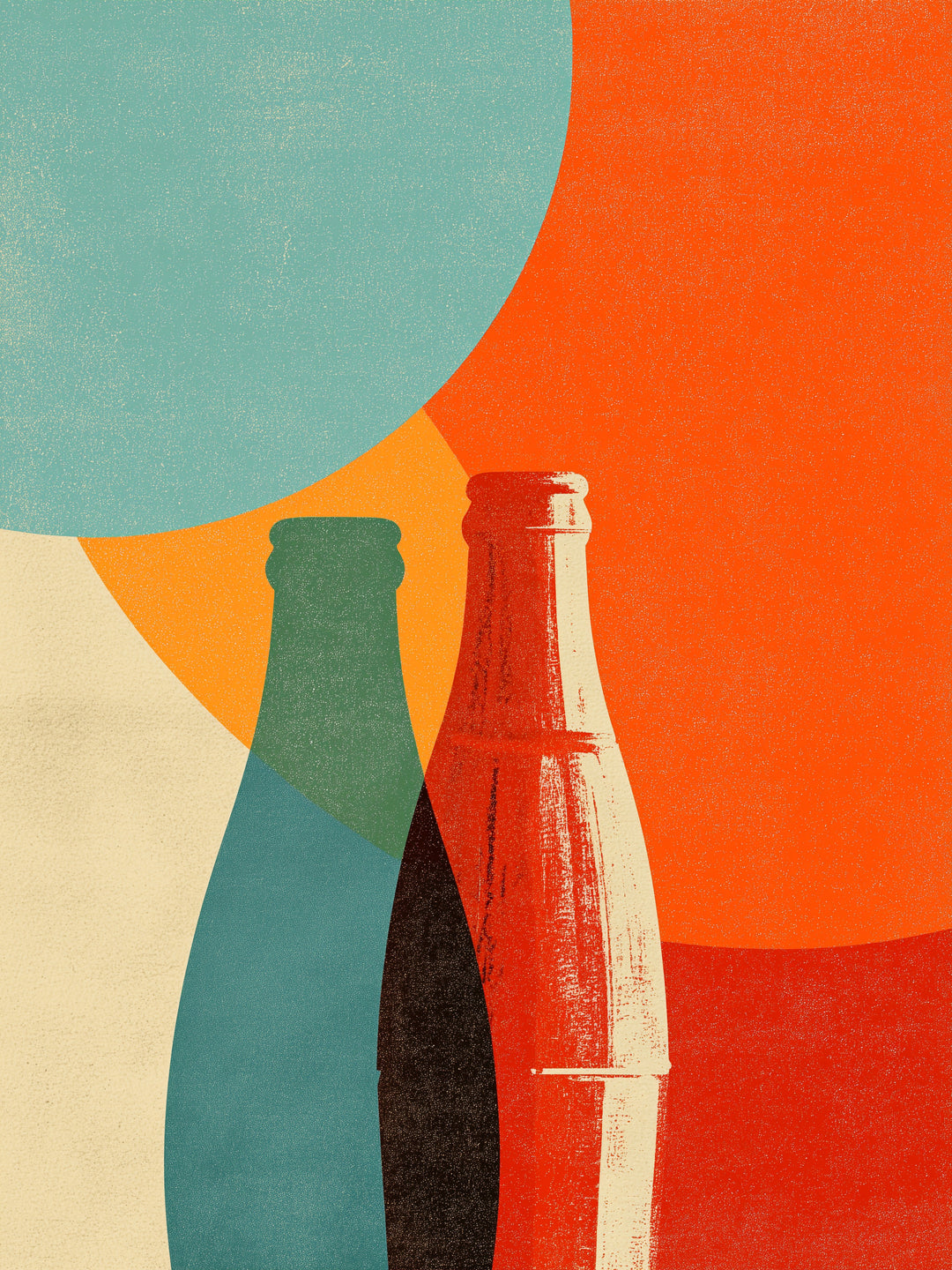 Flaschenmotiv Grafik Retro – Wandkunst