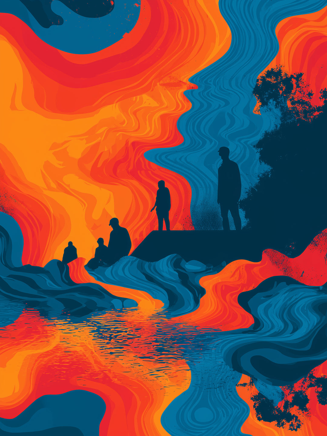 Fließende Figurenlandschaft  – Wandkunst