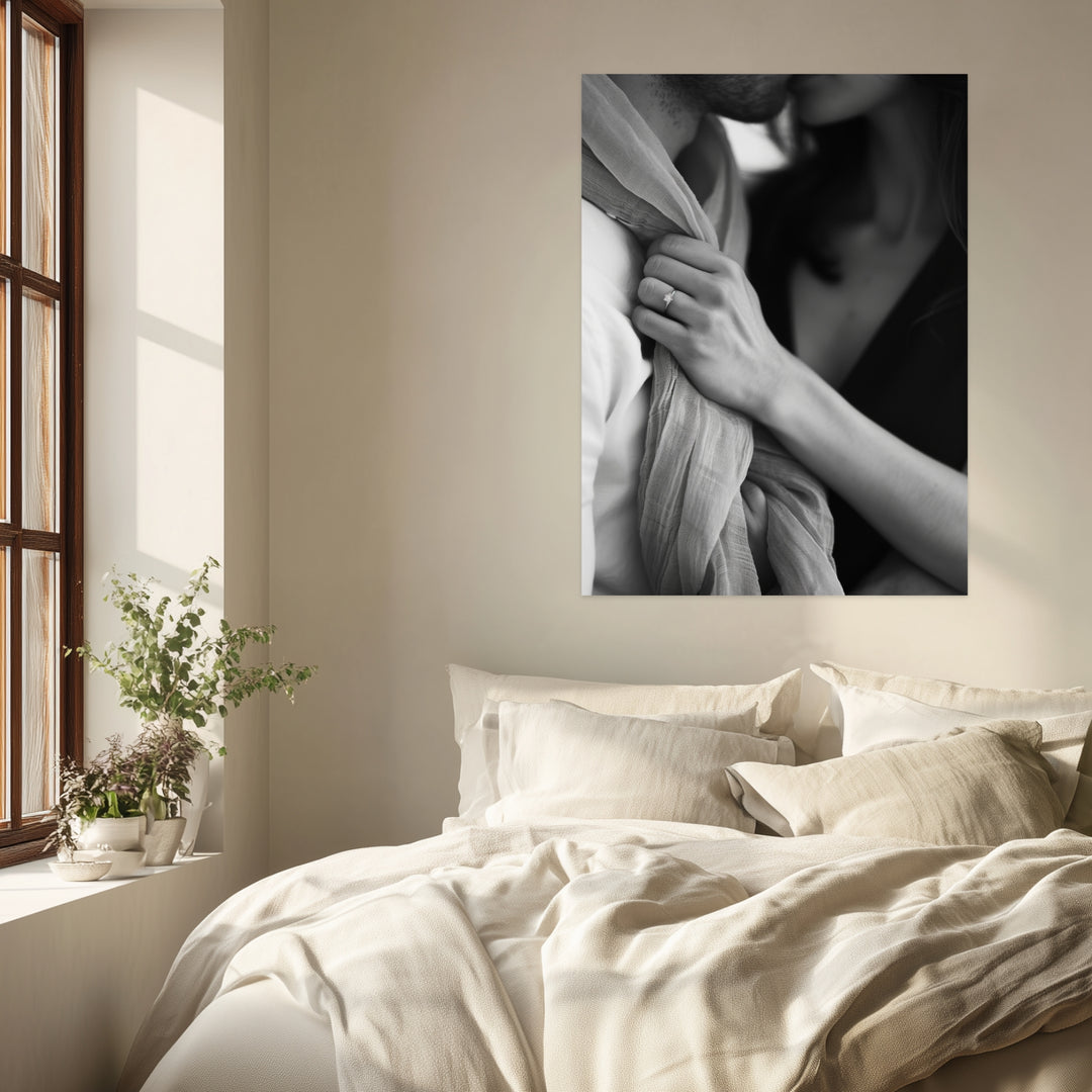 Paar mit Verlobungsring Leinwandbild abstrakt – Leinwand auf Holzrahmen – Ansicht 3