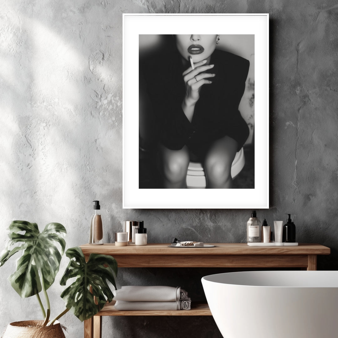 Rauchende Frau Portrait Poster abstrakt – mattes Kunstdruck-Papier – Ansicht 3