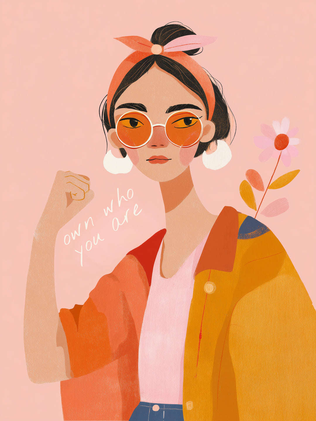 Frau mit orangener Sonnenbrille  – Wandkunst