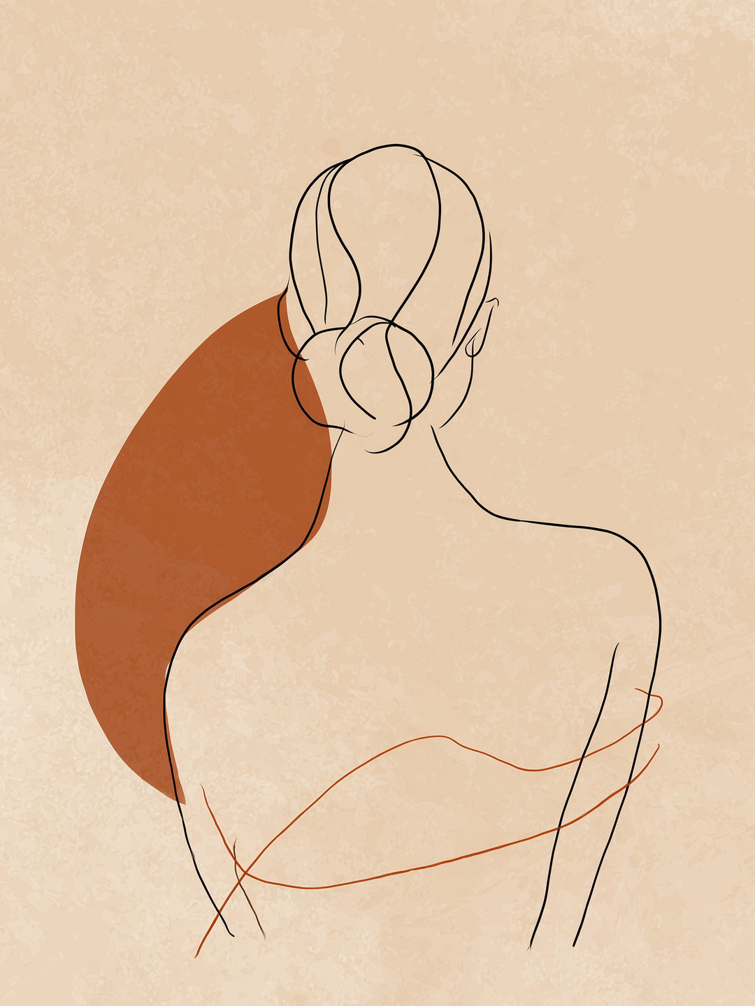 Frau Rückenansicht minimalistisch Japandi – Wandkunst