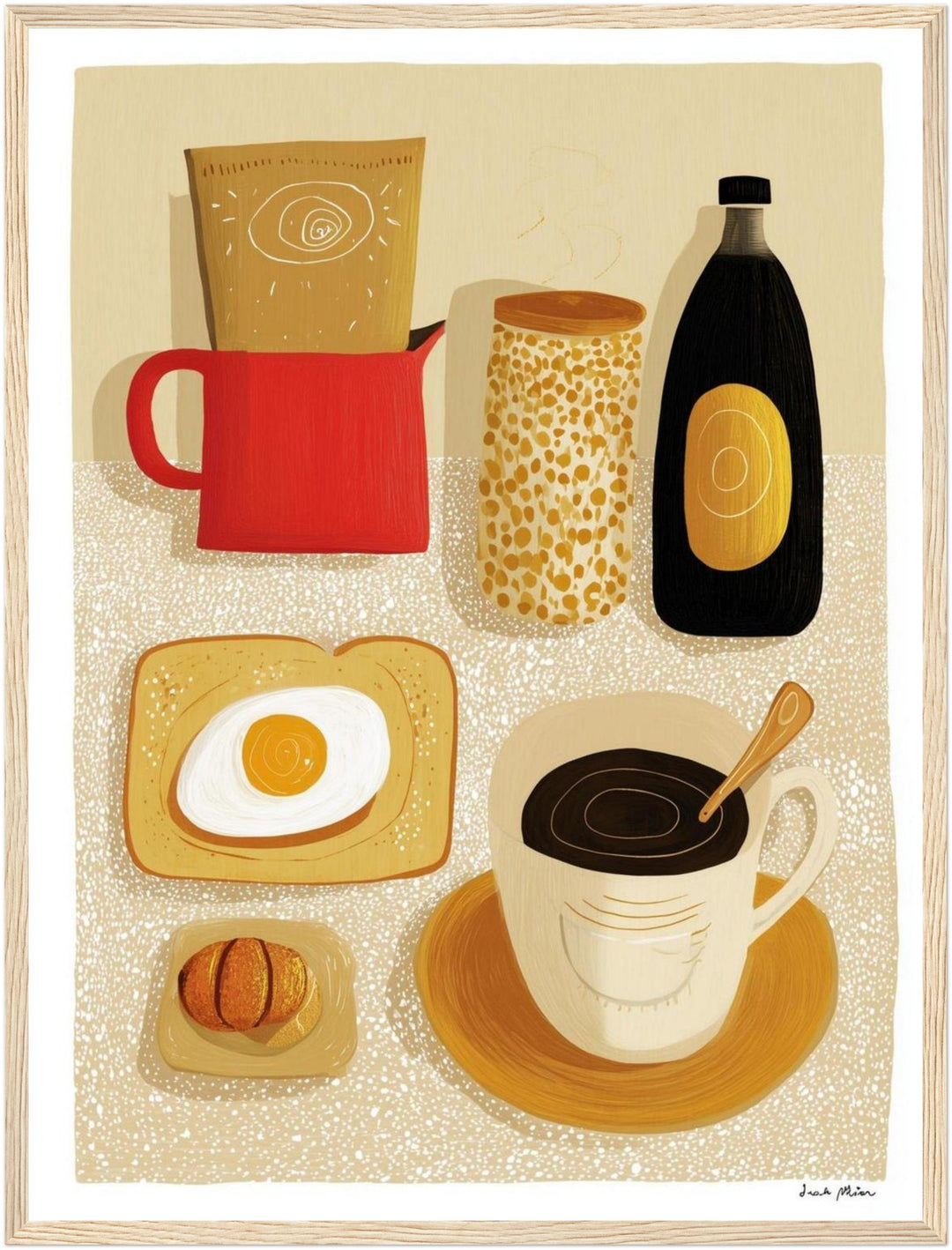 Frühstück Stillleben Poster – Holz natur Rahmen – Produktfoto