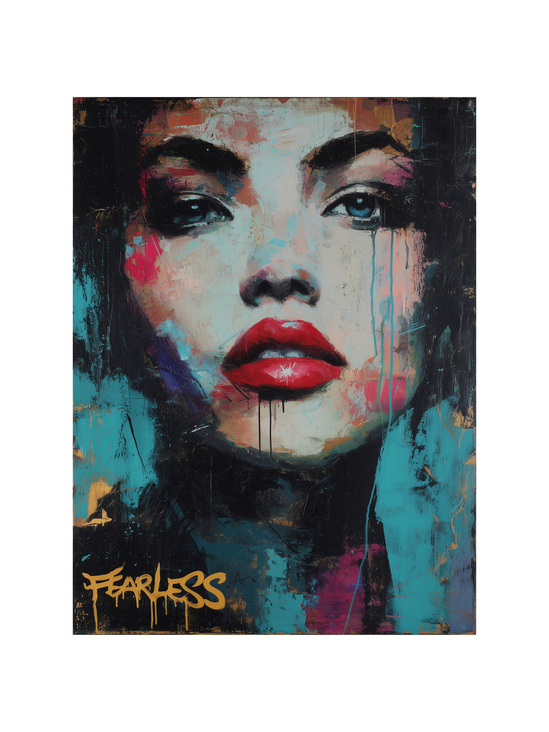 Furchtloses Frauenportrait Pop Art – Wandkunst