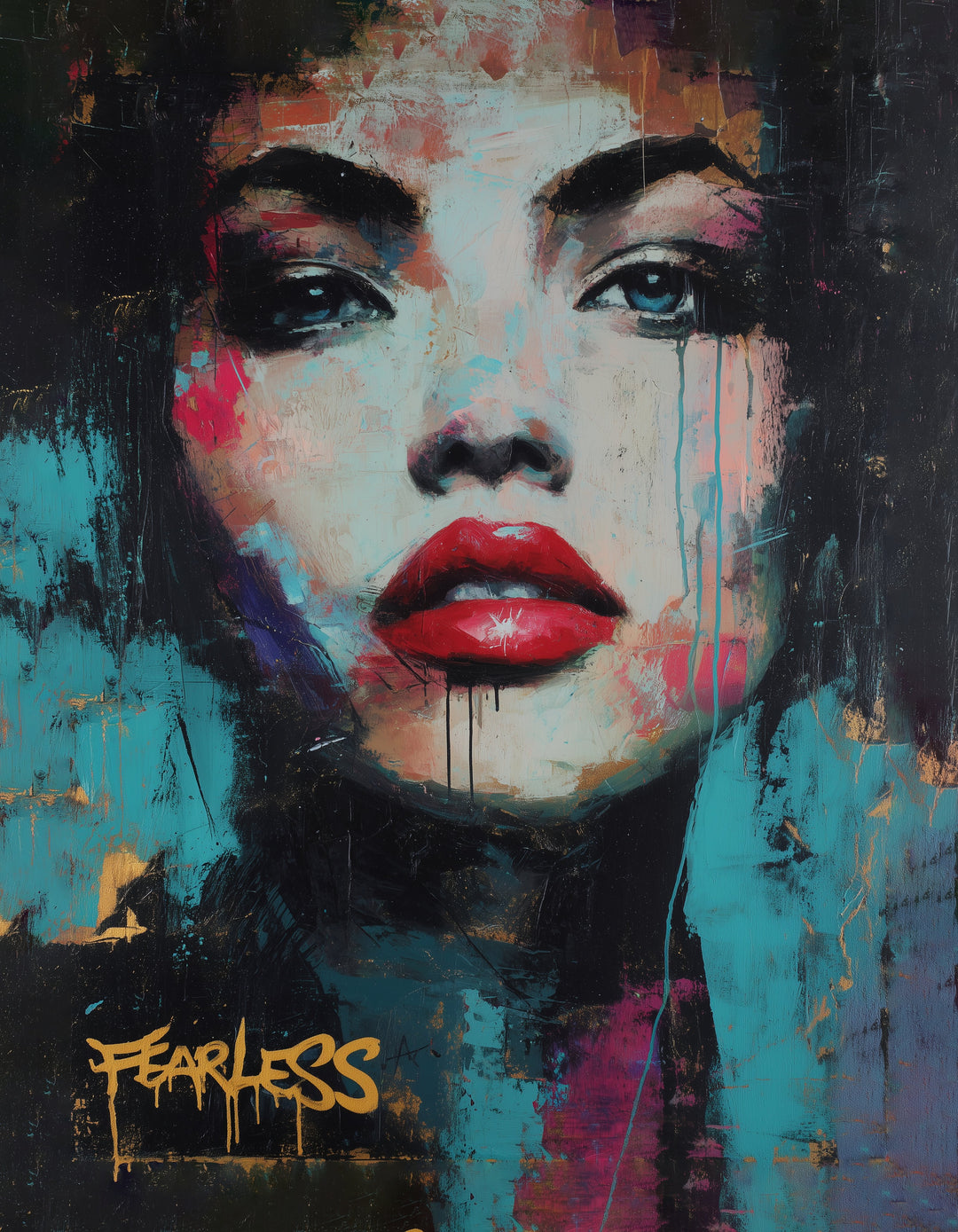 Furchtloses Frauenportrait Pop Art – Wandkunst