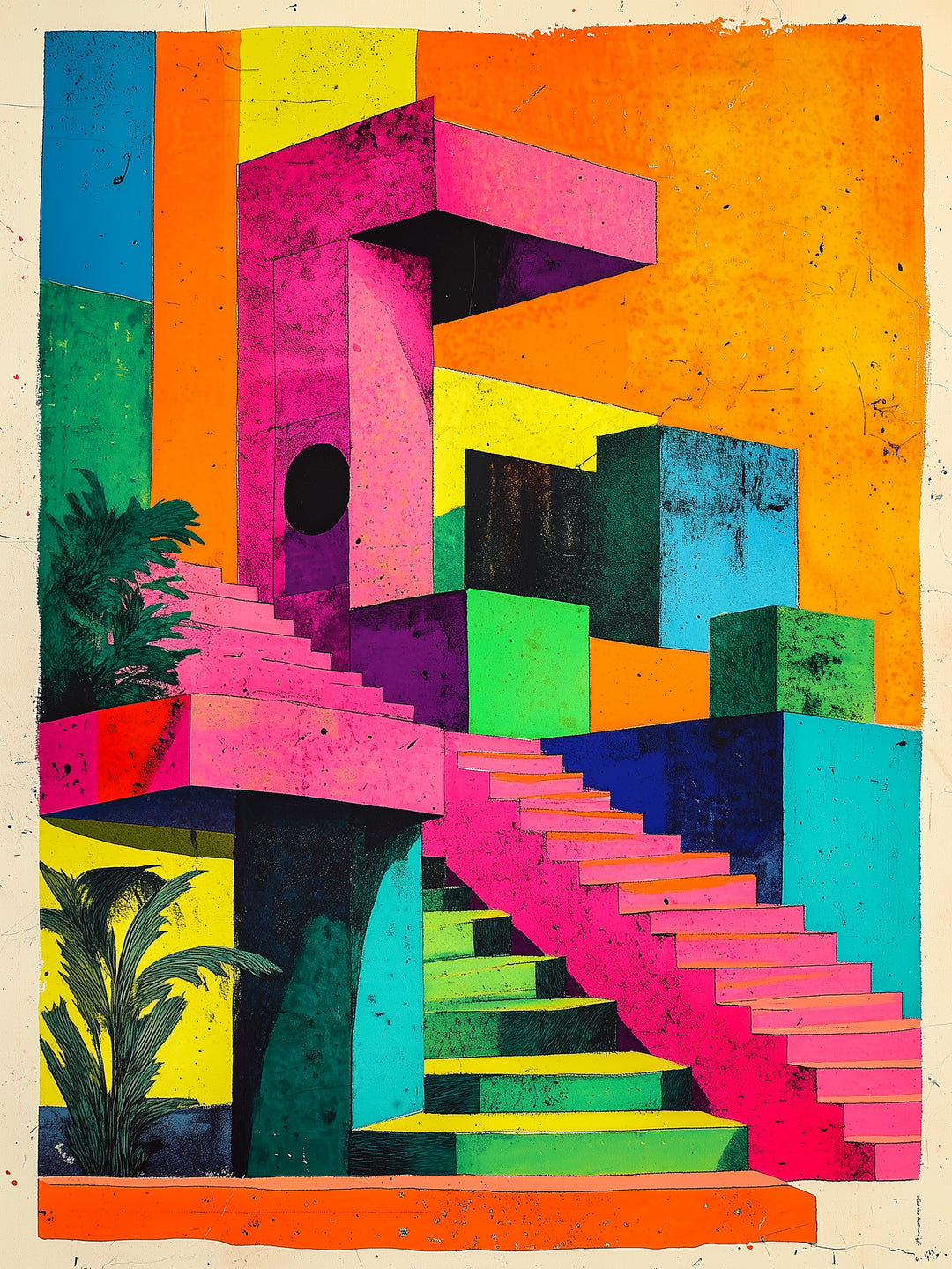 Geometrische Retro-Vision Retro – Wandkunst