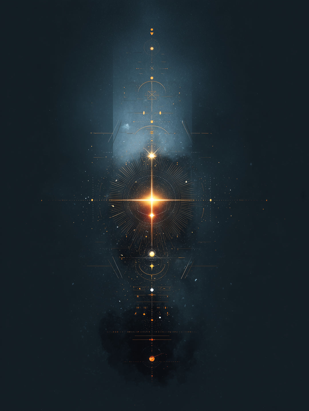 Geometrisches Lichtsymbol Kosmos  – Wandkunst