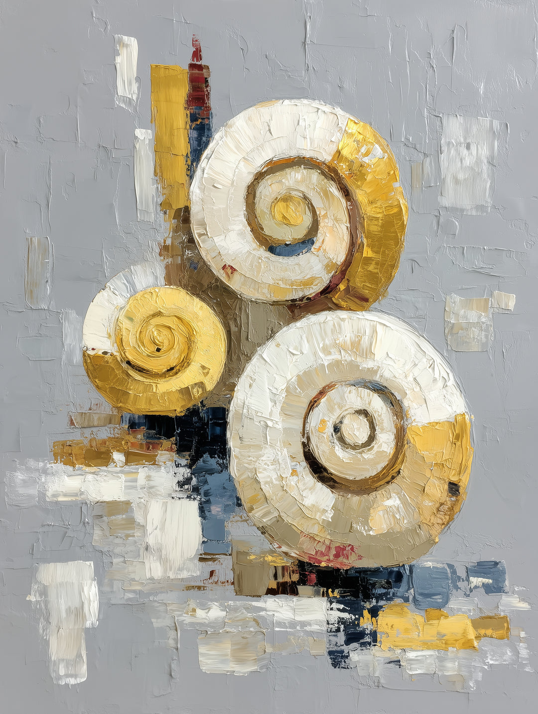 Gold weiß Spiralen abstrakt – Wandkunst