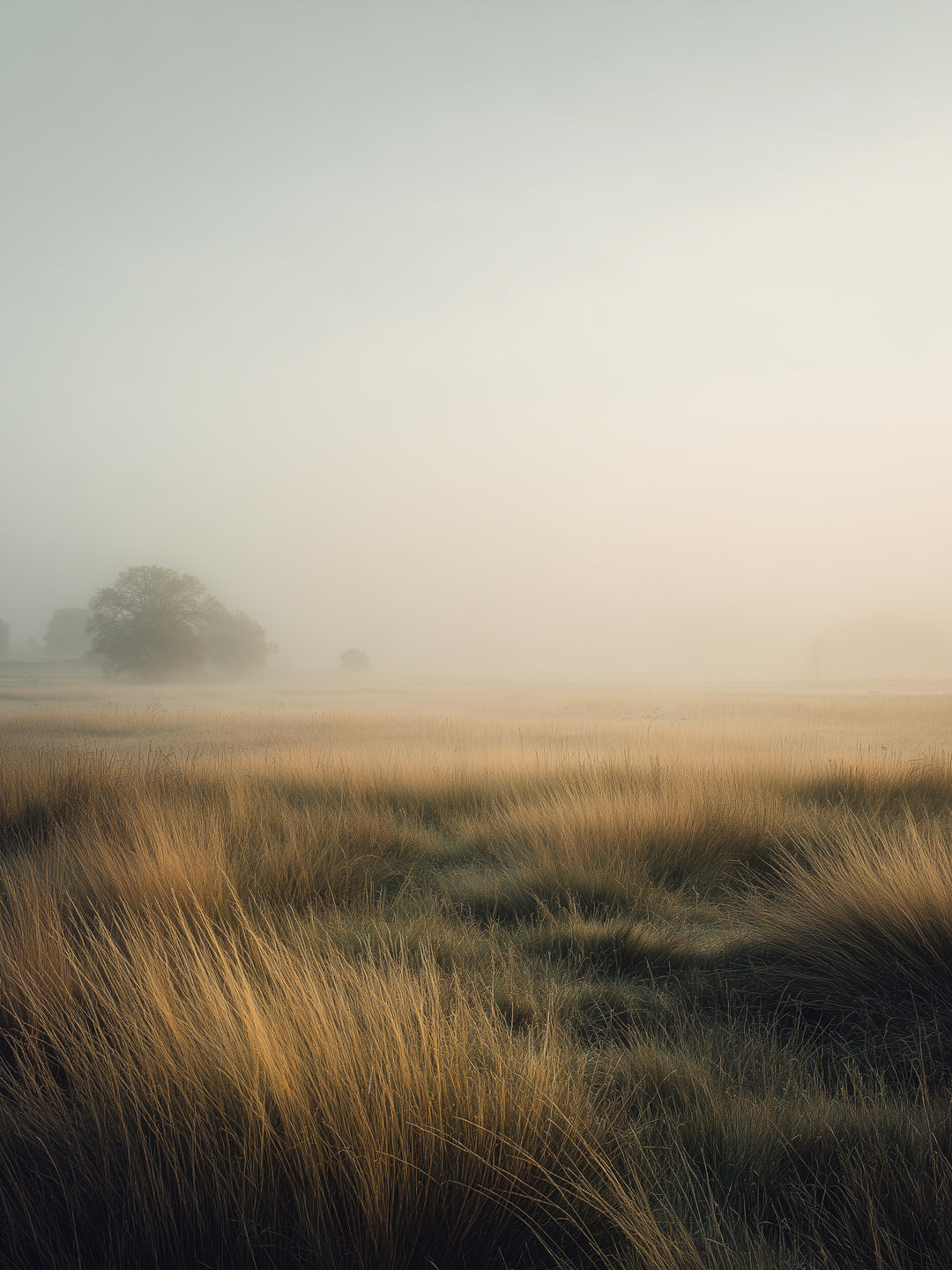 Goldene Gräser im Nebel  – Wandkunst