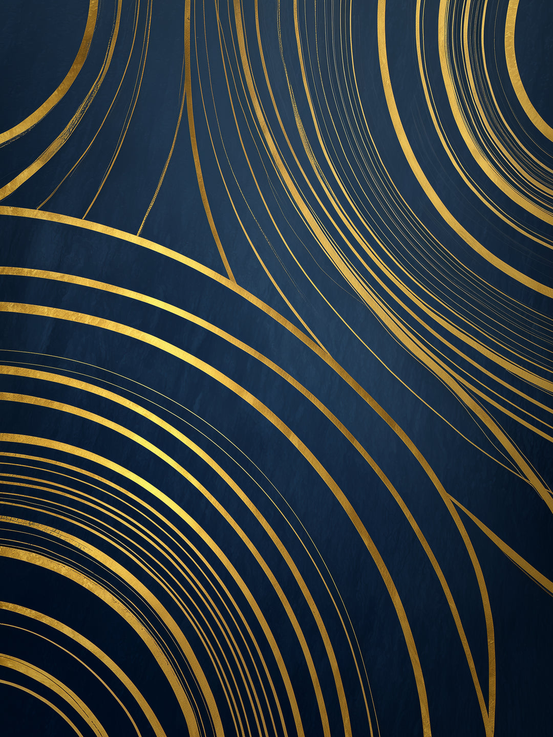 Goldene Linien auf Blau abstrakt – Wandkunst