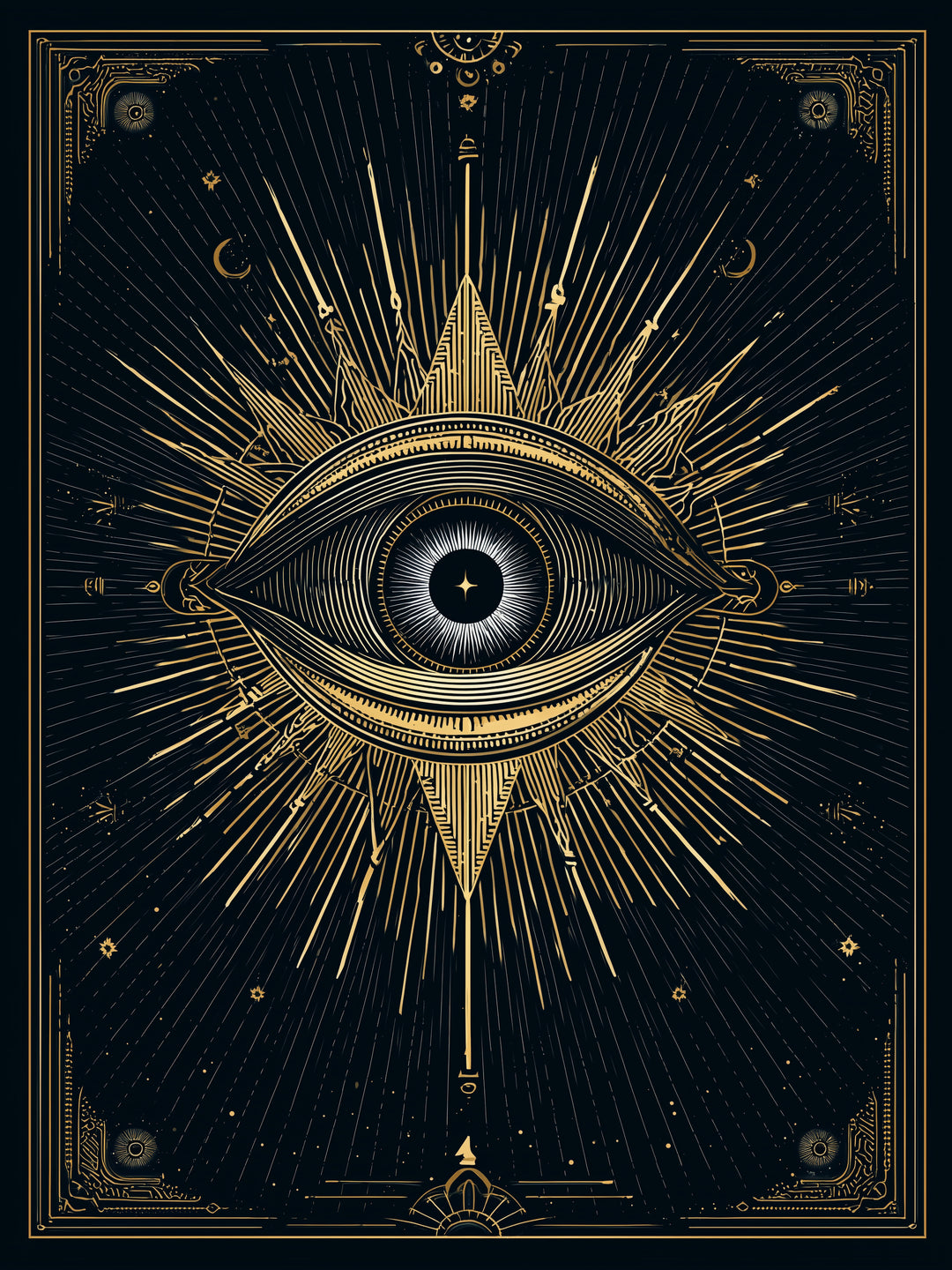 Goldenes Auge Strahlen  – Wandkunst